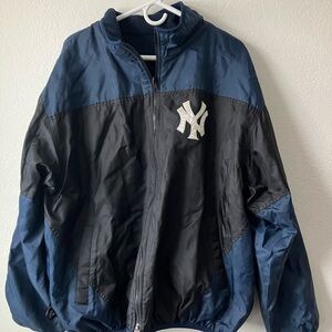 Vintage 90s New York Yankees Reversible Jacket XLARGE Fleece Embroidered MLB